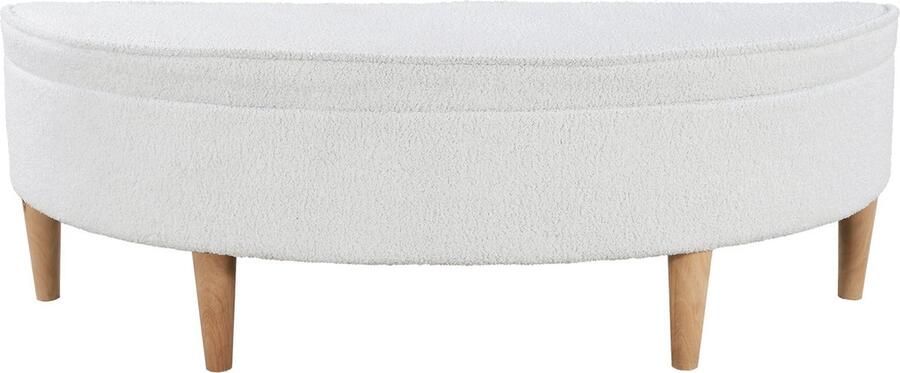 Merax Polsterbänke Bettbänke Betthocker halbkreisförmige Hockerfläche geformt Bänke für das Schlafzimmer Klavierbänke Esszimmerbänke mit Stauraum Holzbein Vliesimitat Kiefer + MDF Weiß - Foto 2