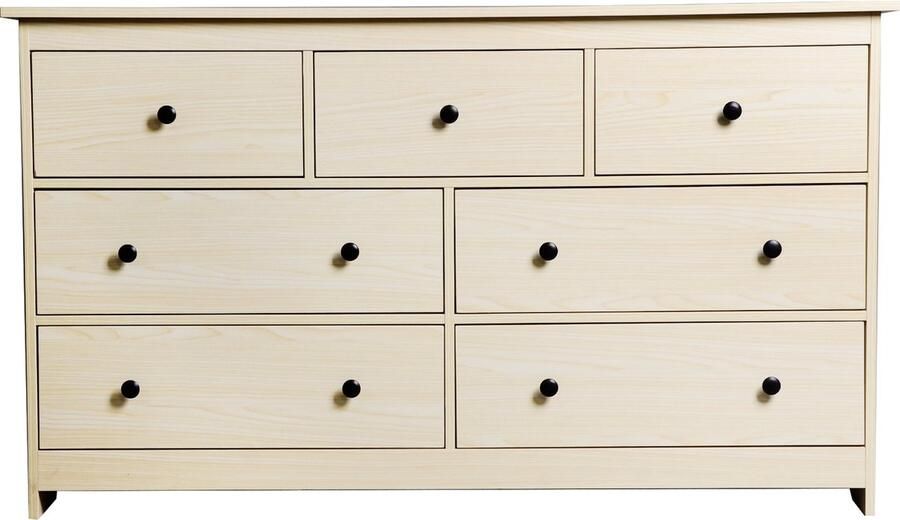 Merax Houten Sideboard 7 Schubladen Gladde Schubladegeleiding Exquise Grepen Stabiele Ondersteunende Voeten 140x40x82 cm