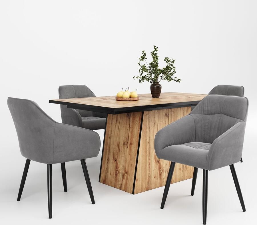 Merax Houten Eettafel 138.5x80x75 cm – Moderne Bistrotafel voor 4-6 Personen MDF Tafel voor Keuken Woonkamer en Eetkamer Lichtbruin - Foto 2