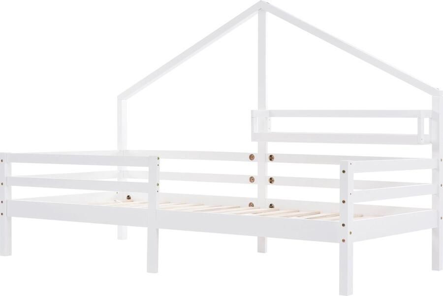 Merax Kinderbed in Huisvorm 90x200 cm Eenpersoonsbed met Plank Wit - Foto 2