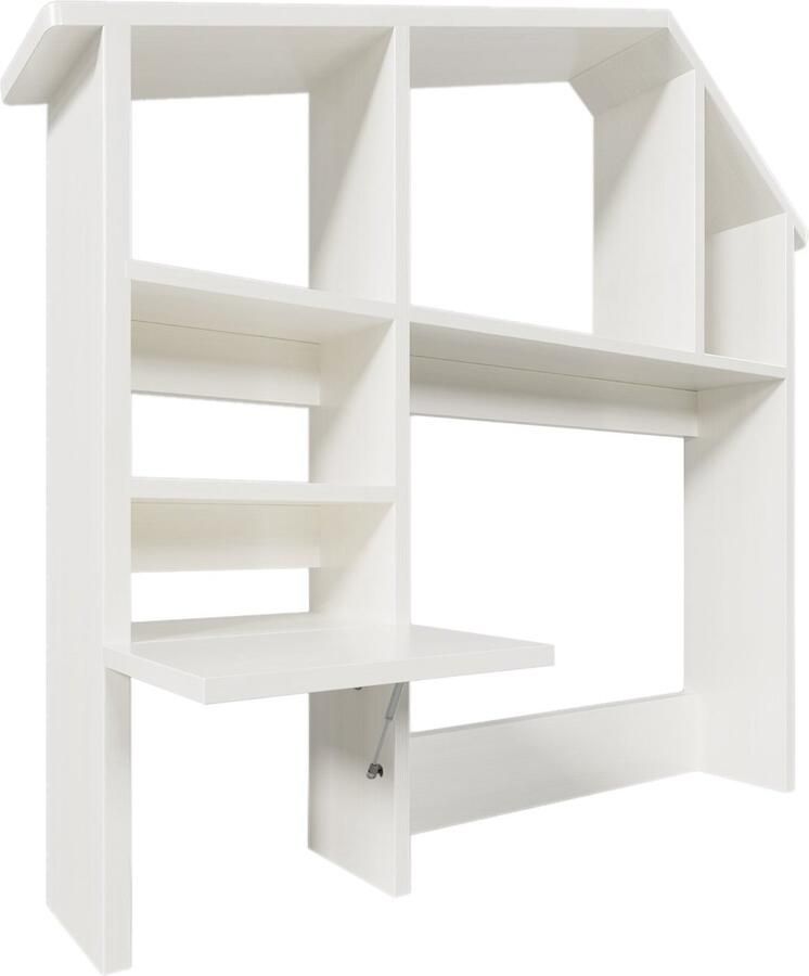 Merax Hoofdbord voor Eenpersoonsbed 90x200 cm Bed Kast met Opbergruimte en Hydraulisch Inklapbaar Nachtkastje Inclusief Anti-kantel Beveiliging Wit