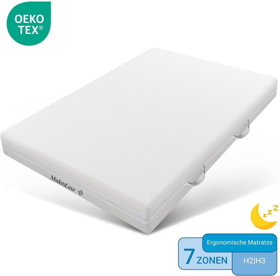 Merax Kaltschaummatratze 180x200 7 Zonen Komfortschaummatratze 20 cm hoch H3 H2 Ergonomische Kaltschaummatratze mit Griffe & Bezug waschbar Klimafaser versteppt Mit Rundum-Reißverschluss - Foto 2