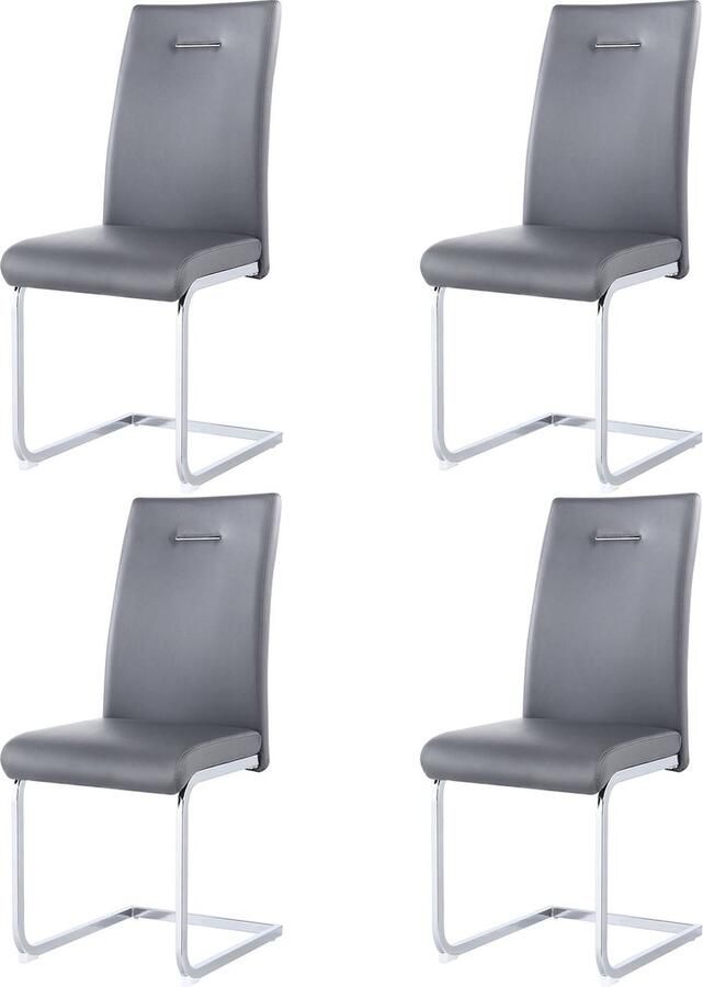 Merax Kunstleer Gestoffeerde Eetkamerstoelen Set van 4 Ergonomisch Eetkamerstoel Stoelen met Galvanische Afwerking Grijs