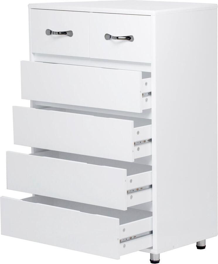 Merax Ladeblok met 6 Lades – Witte Kantoorladekast – Opbergkast met Stalen Poten en Glad Uitschuifsysteem – Moderne Lade Kast voor Woonkamer Kantoor of Slaapkamer