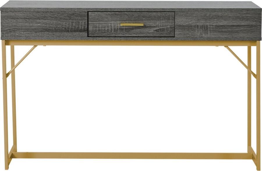 Merax 120 x 38 x 76 cm Console Tafel Moderne Flurtafel met 1 Schublade Elegante Tafel met Vergulde Handvatten Zwart Walnoot - Foto 2