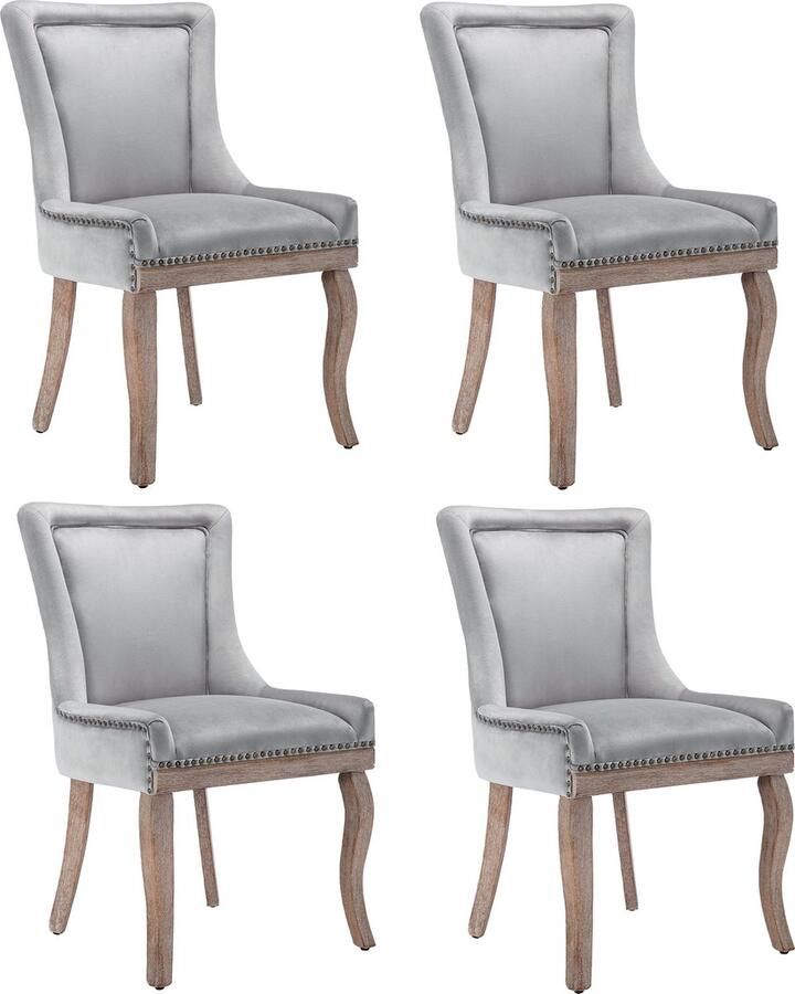 Merax Luxueuze Eetkamerstoelen – 4-Persoons Set met fluwelen Bekleding en Massief Houten Poten – Elegant en Comfortabel