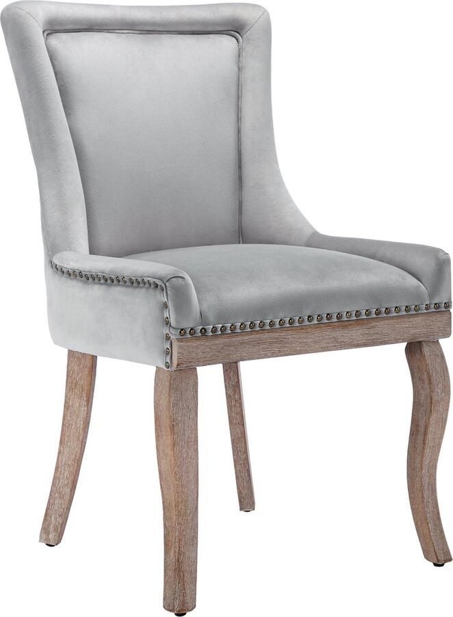 Merax Luxe Eetkamerstoelen Velvet Gestoffeerde Stoelen Fluwelen Eetkamerstoel Set van 2 Grijs