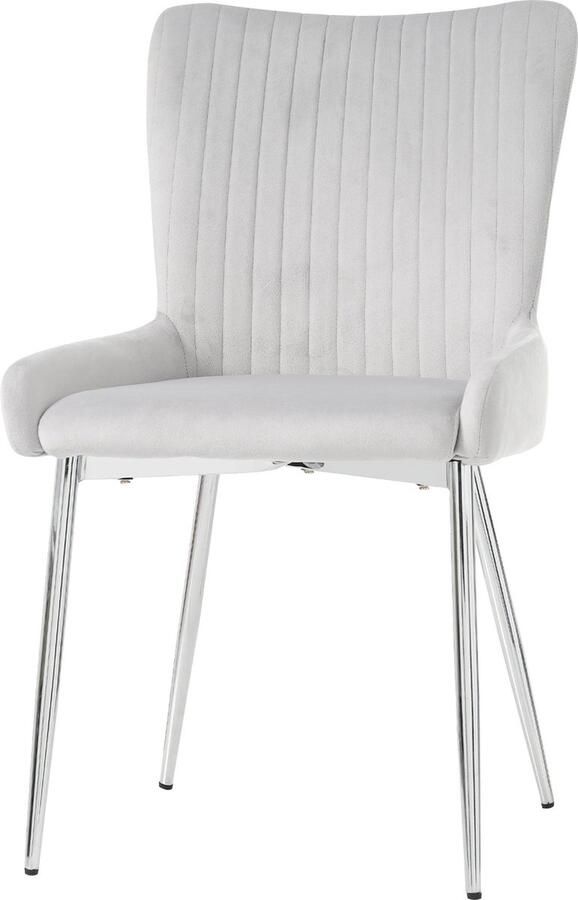 Merax Velvet Eetkamerstoelen Set van 2 – Grijs – Comfortabel met Lendensteun – Zilver Metalen Poten – Luxe Design - Foto 2