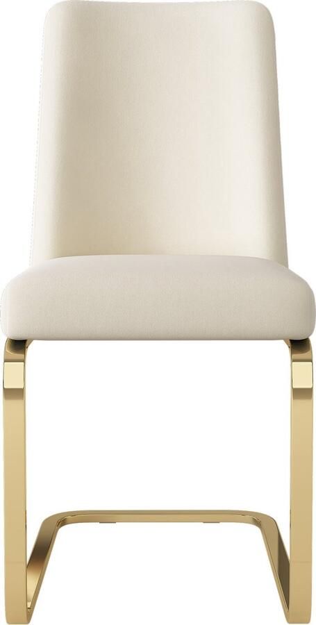 Merax Samt Esszimmerstoelen (Set van 4) Luxe Lounge Stoelen met Diamant Rugdesign en Gouden Metalen Onderstel Beige