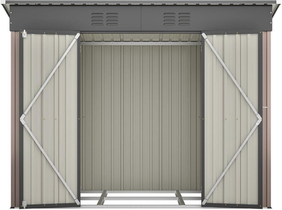 Merax Metalen Tuinhuis 229x111x182 cm – Tuin Schuur – Tuinkast met Fundering en Dubbele Deur