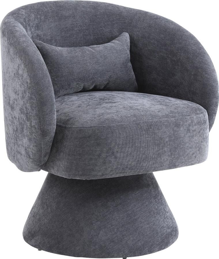 Merax Modern 360° Draaibaar Fauteuil Polyblend Gestoffeerde Stoel Grijs