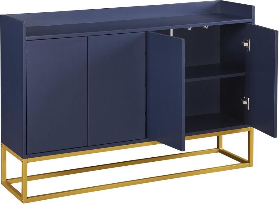 Merax Modern Dressoir 4-Deurs Sideboard met Push-to-Open Deuren Opbergkast Marineblauw 120x30x80 cm
