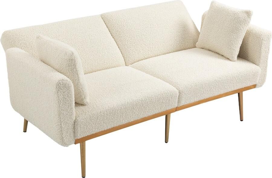 Merax Moderne Teddybank – Wit – Verstelbare Rugleuning – Luxe Design – Comfortabel & Zacht – 2-Zits 3-Zits Sofa