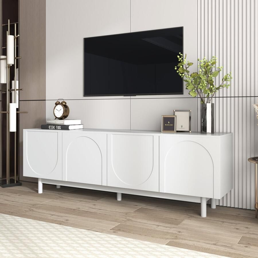 Merax Modern wit tv-meubel – 175 x 38 x 56 cm verstelbare inzetstukken onderkast in lichte en luxe stijl