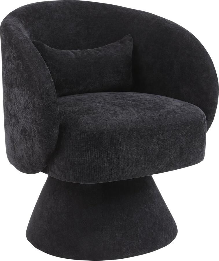 Merax Moderne 360° Draaibare Stoel Polyblend Gestoffeerd Fauteuil Zwart