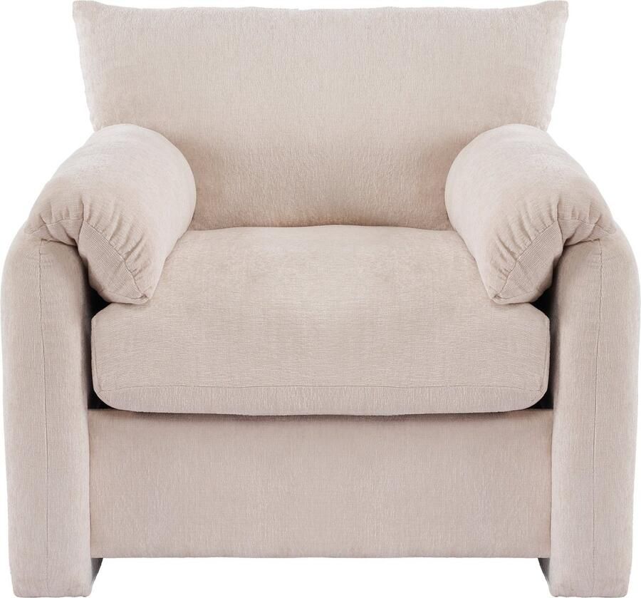 Merax Moderne Design Fauteuil Stoel in Chenille Stof Oversized Comfort Beige