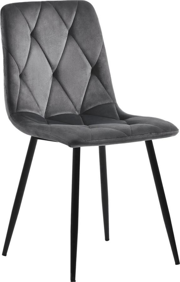 Merax Moderne Eetkamer Set Rechthoekige Eettafel 117x68 cm met 4 Velvet Eetkamerstoelen Wit met Zwart en Grijs