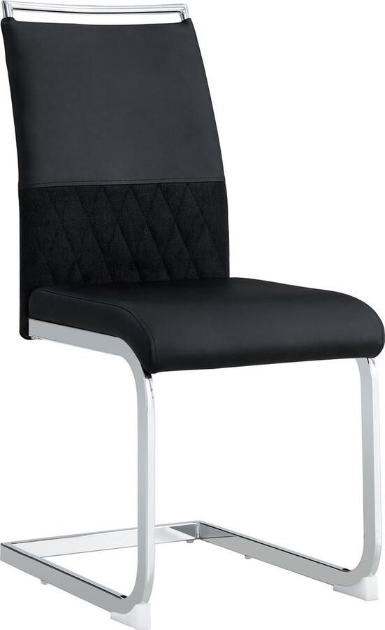 Merax Eetkamerstoelen Set van 6 – Moderne Stoelen met Hoge Rugleuning Kunstleer en Linnen Bekleding Ergonomisch Ontwerp Zwart - Foto 2