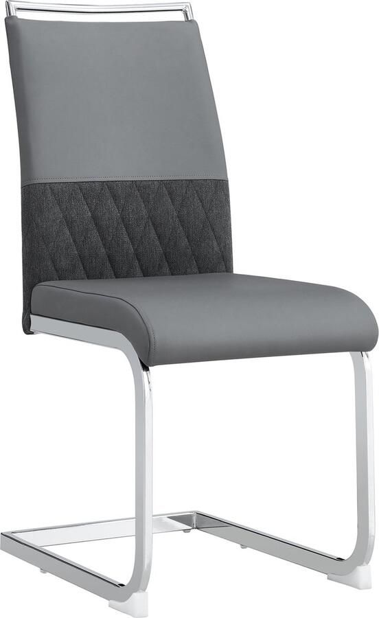 Merax Moderne Eetkamerstoelen Set van 6 – Stoelen met Kunstleer en Linnen Rugleuning Hoog Gestoffeerde Rugleuning Ergonomisch Ontwerp Grijs met Zilver - Foto 2