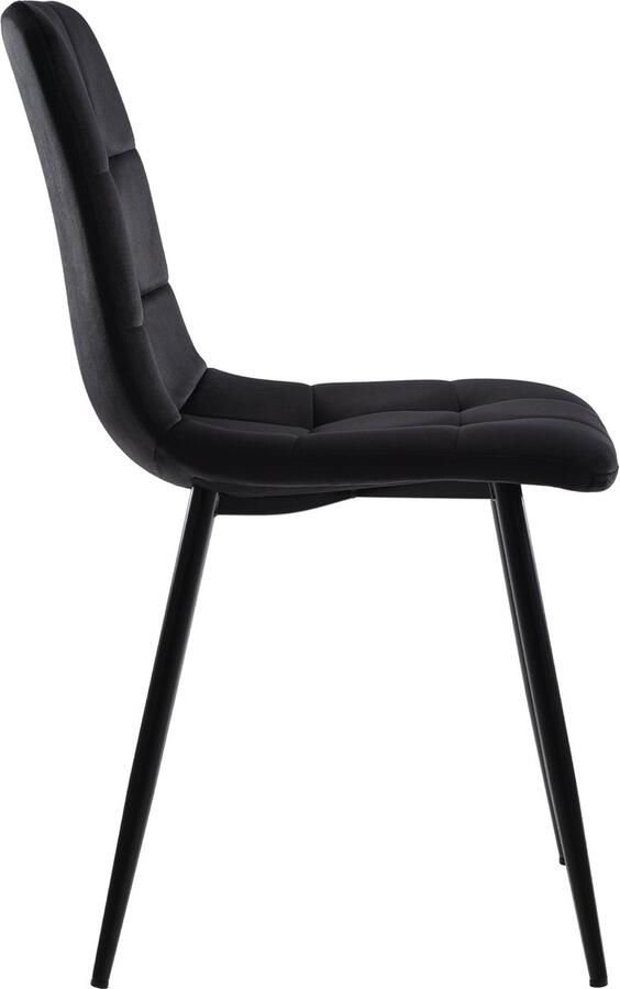 Merax Moderne Eetset (5-delig) – Eettafel met 4 stoelen 140x80 cm eettafel met goudkleurige metalen poten Wit MDF tafelblad en zwarte fluwelen eetkamerstoelen