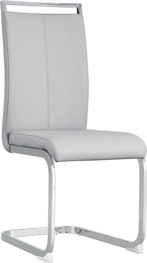 Merax Moderne Esszimmerstoelen Set van 4 Elegante Hoge Rug Stoelen met Verchromd Metaal PU Kunstleer Waterdicht Lichtgrijs