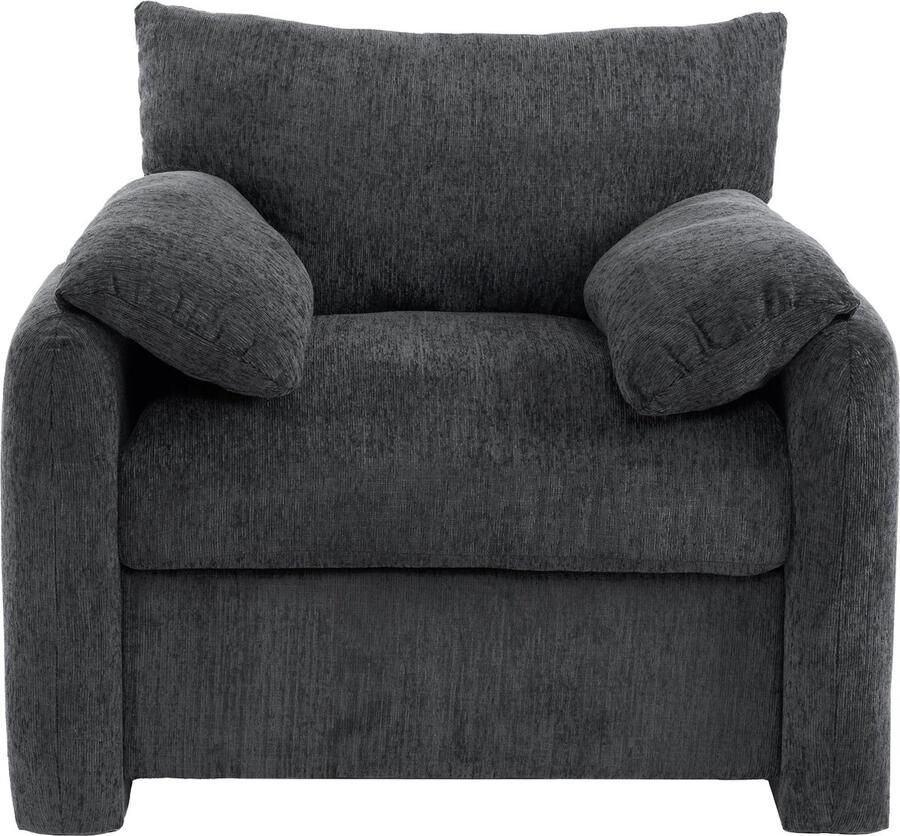Merax Moderne Fauteuil Chenille Stof Extra Comfort Grijs