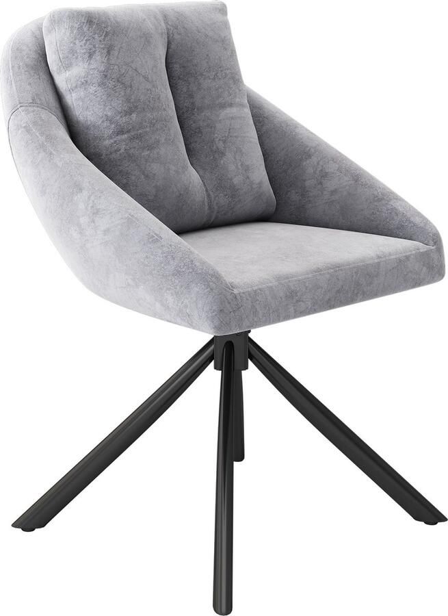 Merax Moderne Fluwelen Eetkamerstoelen Set van 4 – Grijze Draaistoelen met Ergonomisch Design voor Woonkamer en Eetkamer - Foto 2