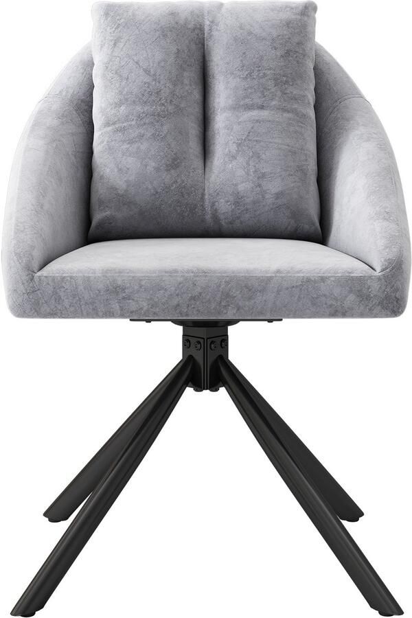 Merax Moderne Grijze Fluwelen Stoel – Stijlvolle Comfortabele en Ergonomische Draaibare Eetkamerstoel in Set van 2 - Foto 2