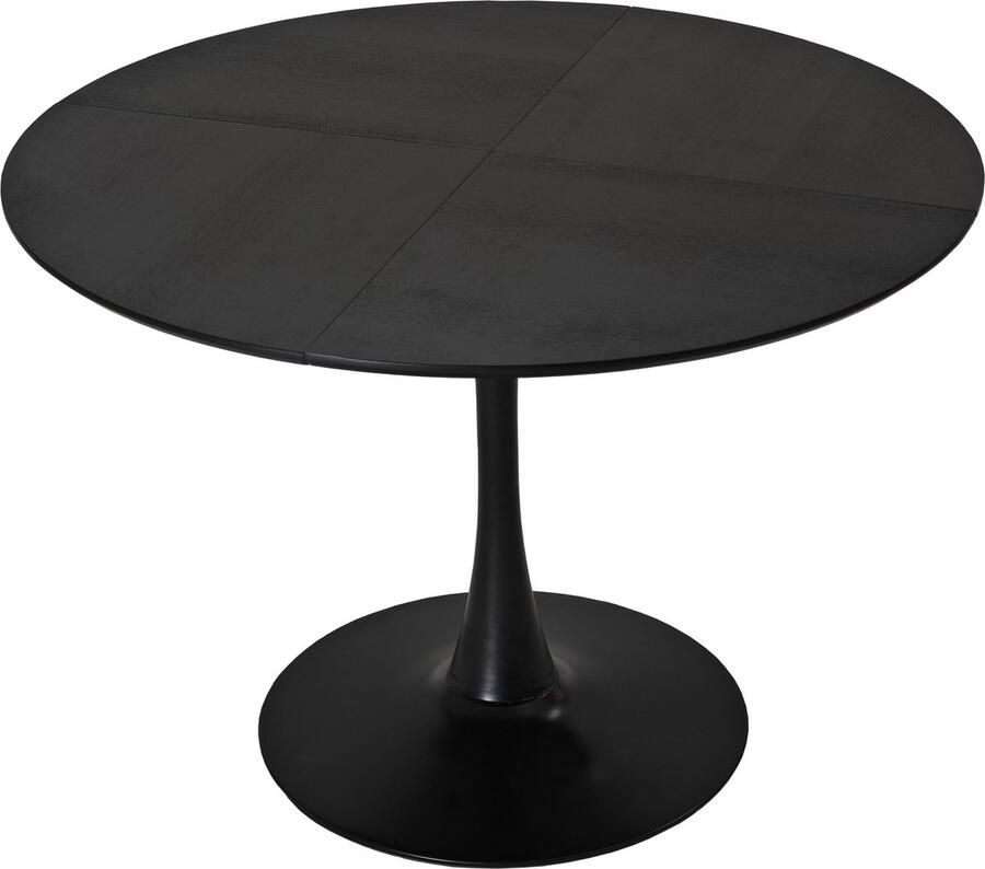 Merax Moderne Ronde Eettafel – 120 cm – MDF Tafelblad met Zwart Houtnerf Design en Metalen Onderstel – Geschikt voor Eetkamer Keuken en Woonkamer