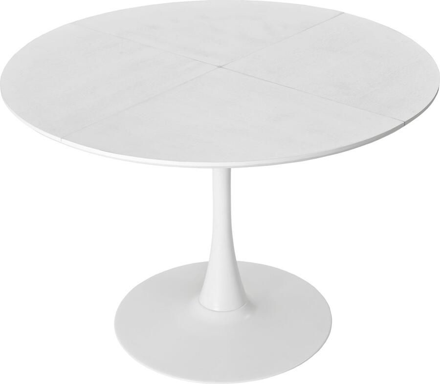 Merax Moderne Ronde Eettafel – 120 cm – Vierdelig Tafelblad met Houtnerf Design – Metalen Onderstel – Perfect voor Woonkamer en Eetkamer