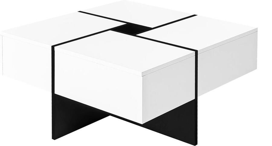 Merax Moderne Salontafel 70x70x35 cm Robuust Ontwerp tot 30 KG Zwart met Wit