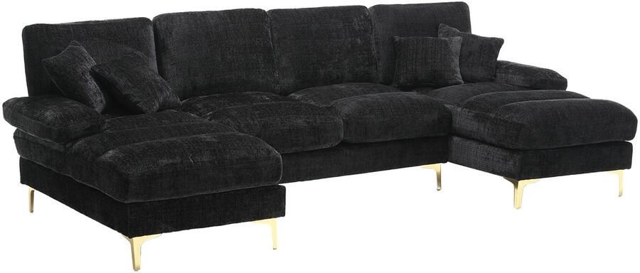 Merax Moderne Grote U-vormige Chenille Hoekbank met 2 Relaxstoelen – Luxe en Comfort voor Woonkamer Slaapkamer of Kantoor