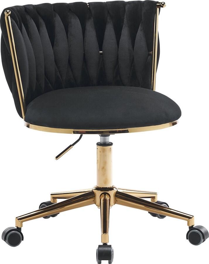 Merax Moderne Verstelbare Bureaustoel Thuis Kantoor- en Make-up Stoel Zwart