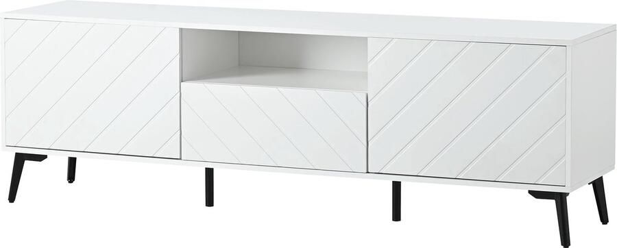 Merax Moderne Witte TV-Meubel 1.7 Meter met 2 Deuren en 1 Lade Verstelbare Vakken Geschikt voor 70 inch TV