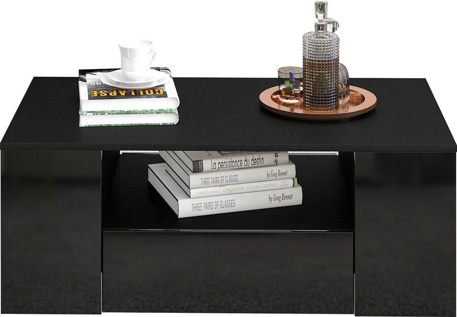 Merax Moderner Couchtisch Hochglanz Wohnzimmermöbel 2 Schubladen und 2 Regalsofa Couchtisch Beistelltisch (95 x 53 x 37cm) - Foto 2