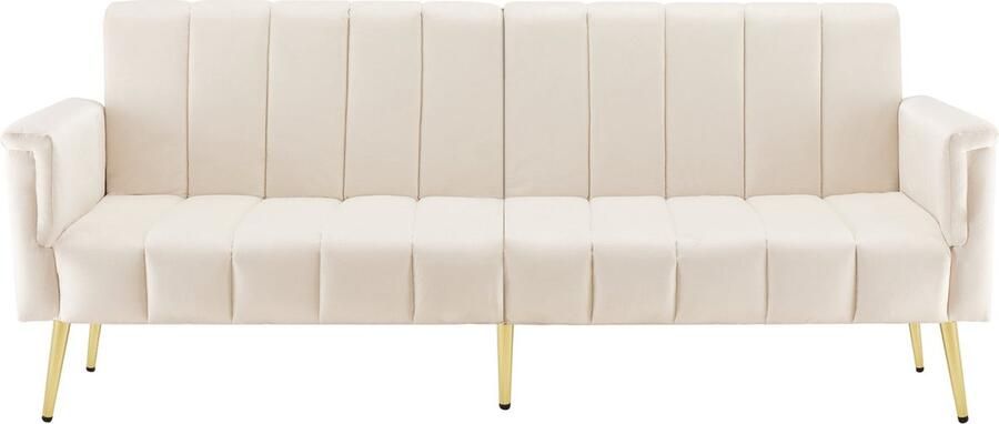 Merax Moderne Slaapbank Bankstel met Verstelbare Rugleuning en Zachte Armleuningen Beige