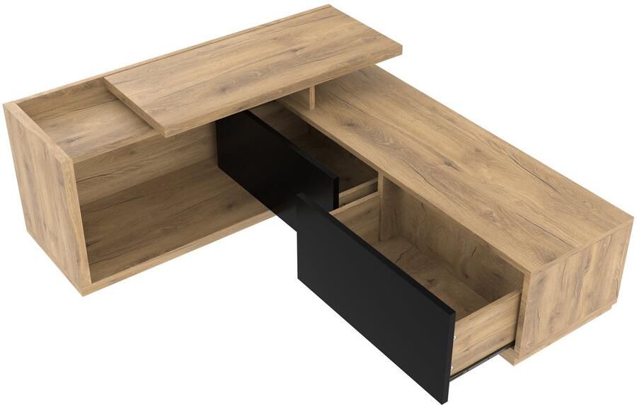 Merax Modulaire TV-Kast met LED-Verlichting Uitschuifbaar Ontwerp 2-in-1 Flexibele Opstelling 2 Meter Breed Opbergruimte Houtlook Modern Design