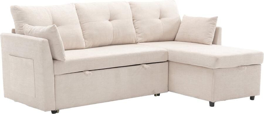 Merax Multi-functional sofa bed with storage and pull-out bed chaise longue interchangeable sofa bed sectional sofa with storage seats modular L-shaped sofa modular corner sofa for living rooms - Foto 3