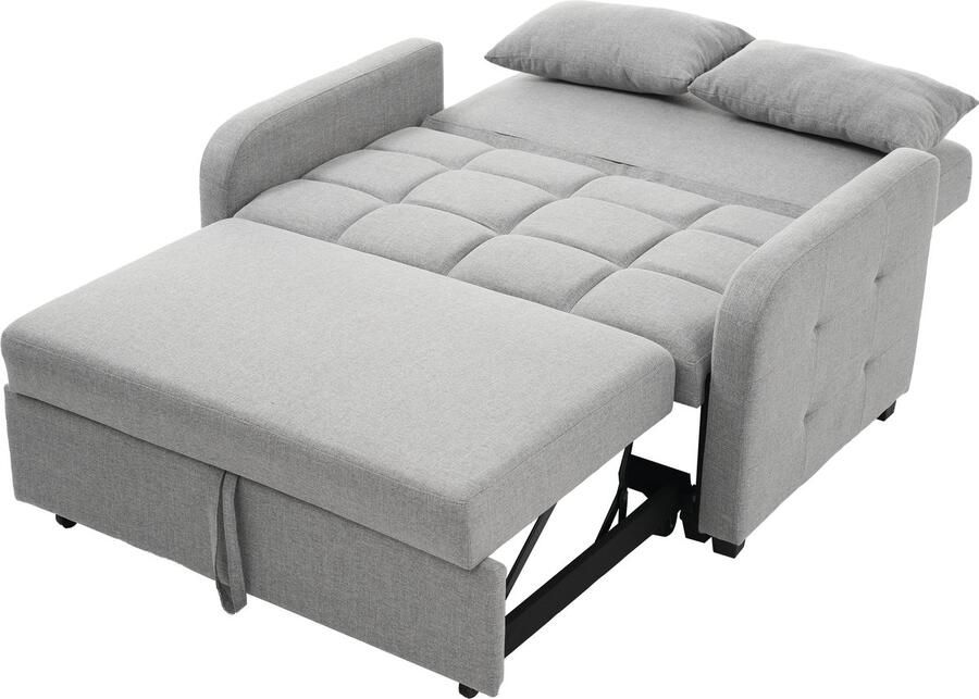 Merax Multifunctionele opklapbare slaapbank bank met verstelbare rugleuning voor kleine ruimtes 180x127 cm antiek grijs