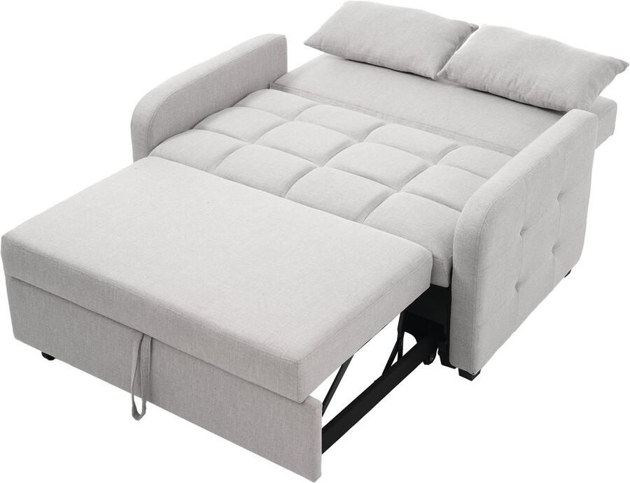 Merax Multifunctionele opklapbare slaapbank bank met verstelbare rugleuning voor kleine ruimtes 180x127 cm lichtgrijze