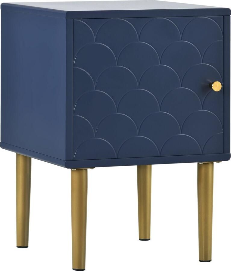 Merax Nachttisch Nachtschrank Beistelltisch Marineblau Sofatisch passend zu jedem Bett & Schlafzimmer H50 B35 T35 cm