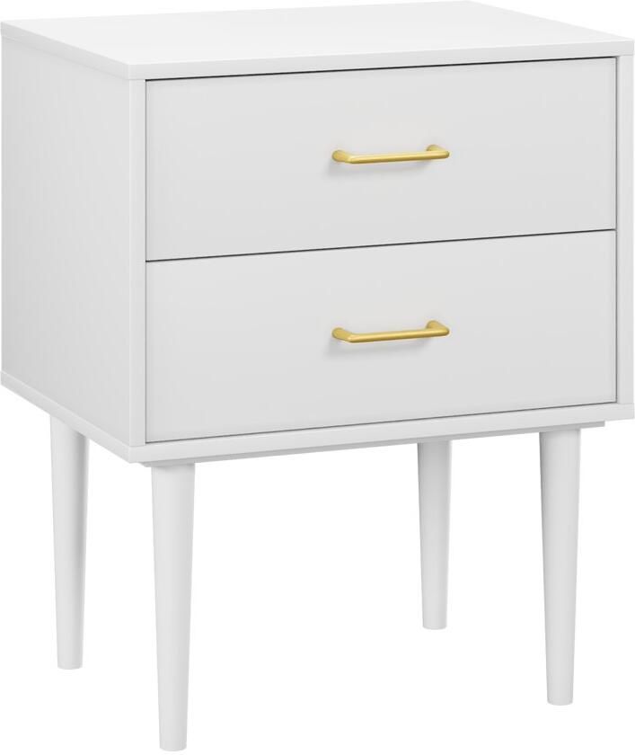 Merax Nachtkastje Wit – 2 Lades – Hout – Modern Design – Bijzettafel – 50x37x67 cm