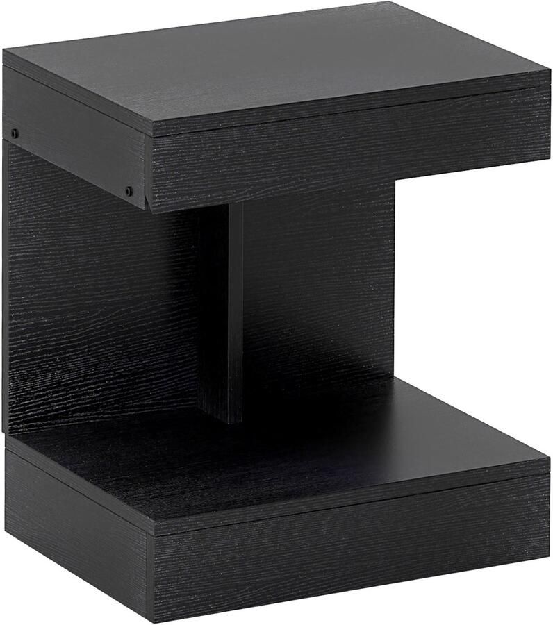 Merax Nachtkastje Zwart – Hout – Met Lade en Open Opbergvak – Moderne Bijzettafel – 40x30x46 cm