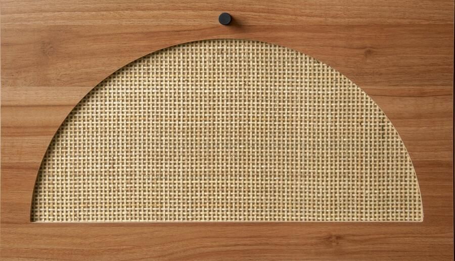 Merax Schoenenkast in Rattan Look 10 Paar Schoenen Kast met 2 Deuren en Lade Halmeubel met Houten Poten Walnoot Bruin - Foto 3