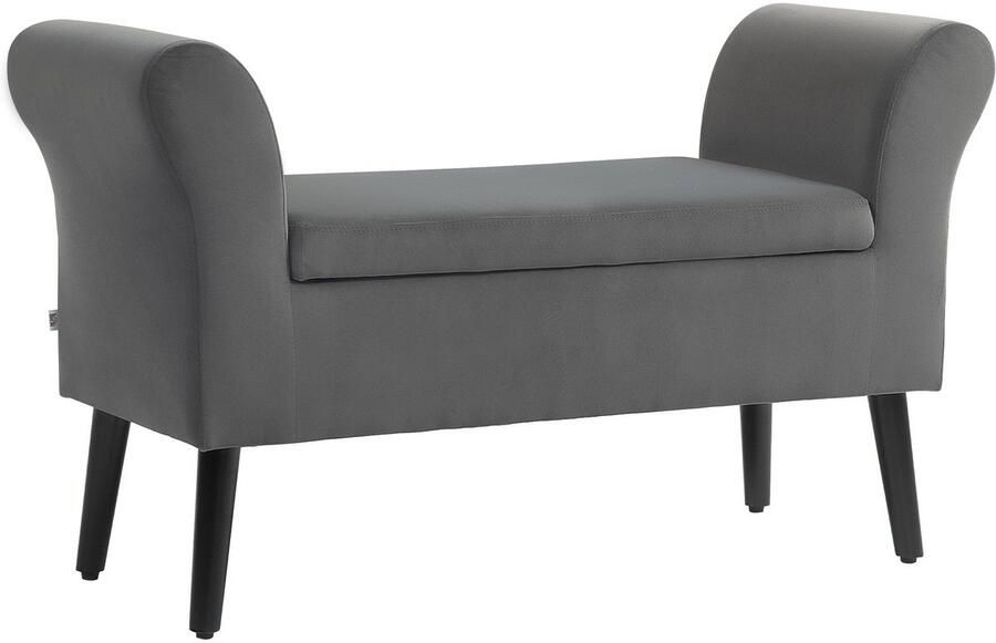 Merax Opbergbank met Fluwelen Bekleding en Armleuningen – Donkergrijs – 111 5x41x65 cm – Zitbank met Opbergruimte voor Hal of Slaapkamer