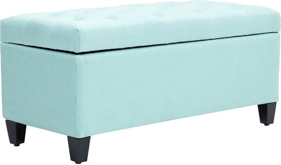 Merax Opbergbank met Zitting – Groen – 100x40x44 cm – Zitbank met Opbergruimte – Fluweellook – Halbank – Slaapkamerbank – Houten Poten