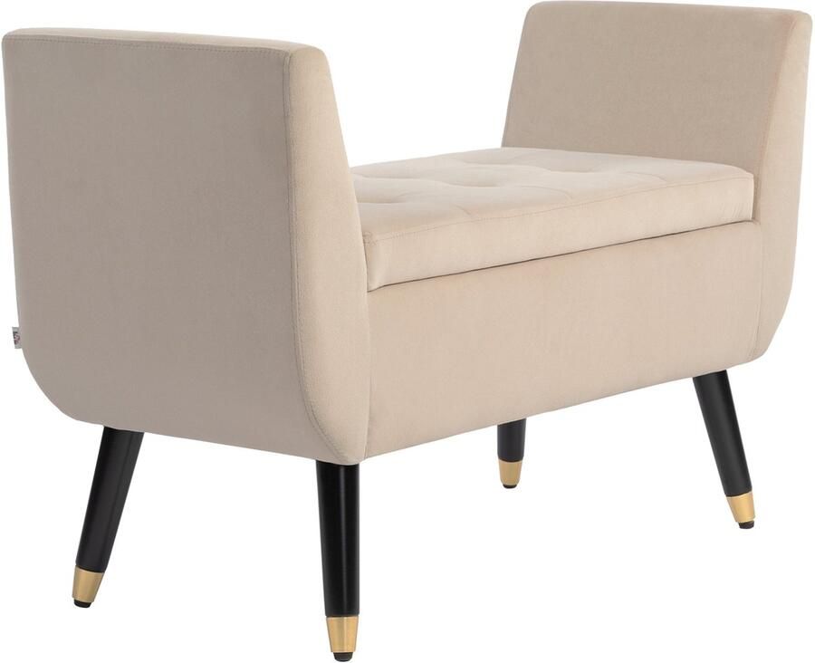 Merax Opbergbank met Zitvlak – Fluweel Beige – 107x42x65 cm – Bankje met Opbergruimte en Armleuningen – Halbank of Slaapkamerbank