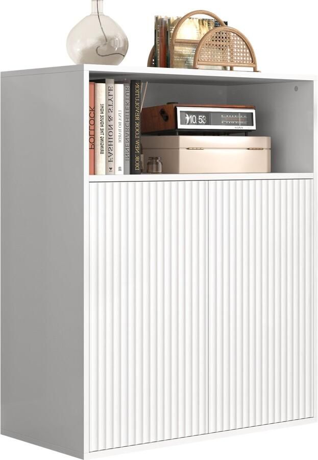 Merax Opbergkast – Wit Sideboard – Houten Kast met 2 Deuren – Moderne Opbergkast – 70 x 35 x 90 cm – Voor Keuken – Woonkamer – Hal – Slaapkamer