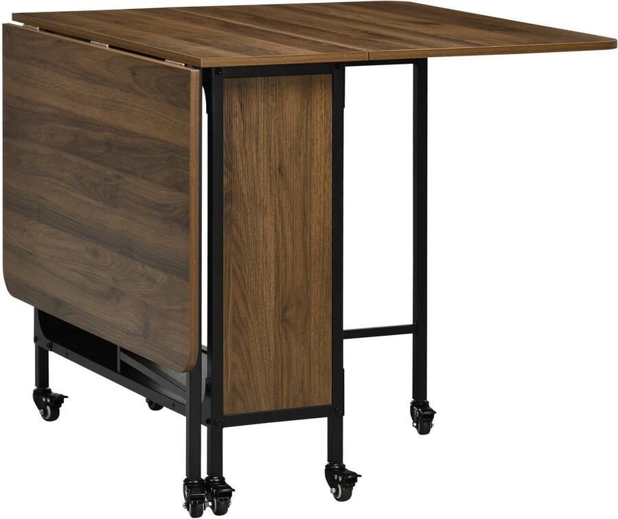 Merax Opklapbare Eettafel 130x80 cm Met Wieltjes En Opbergruimte Hout Lichtbruin Voor 6 Personen