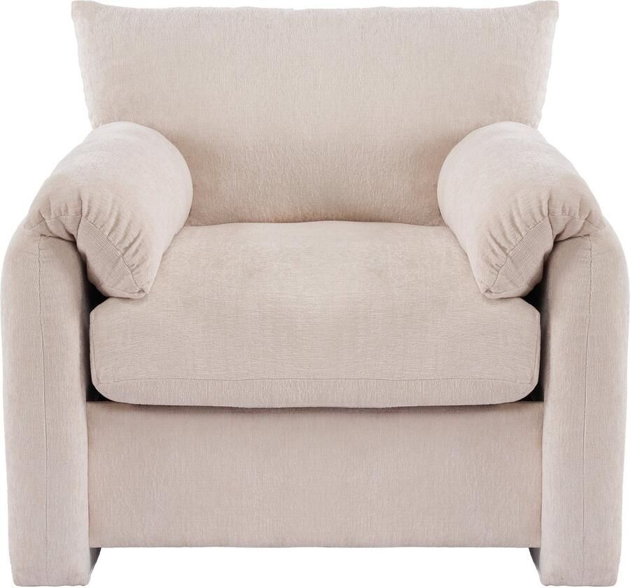 Merax Oversized Fauteuil Chenille Beige – Grote Lounge Stoel met Comfortabele Zitting en Armleuningen voor Woonkamer of Slaapkamer